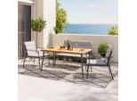 Ambia Garden Gartenmöbel-Set , Grau, Naturfarben, Dunkelgrau , Textil , 7-teilig , Füllung: Polyester , 63.5x82x70 cm , Gartenmöbel, Gartengarnituren, Gartenmöbel-Sets