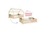 Livetastic Hausbett, Natur, Holz, Kiefer, massiv,Schichtholz, Höhe ca. 20 cm, 90x200 cm, bodentiefer Einstieg, Kinder- & Jugendzimmer, Kindermöbel, Kinderbetten, Hausbetten
