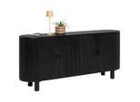 Ambia Home Sideboard , Schwarz , Holz , Mangoholz , massiv, Sperrholz , 2 Fächer , 180x80x40 cm , stehend , Wohnzimmer, Wohnwände, Wohnwand- Serien