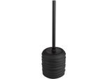 WC-Garnitur WENKO "Illana", schwarz, H:38,5cm L:8,5cm, Reinigungsbürsten, Keramik mit Soft-Touch-Beschichtung, Toilettenbürste mit Abdeckung