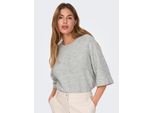 Strickpullover ONLY "ONLSIMONI 3/4 PULLOVER KNT NOOS", Damen, Gr. XS, grau (light grau melange), Strick, Obermaterial: 74% Polyacryl, 24% Polyester, 2% Elasthan, unifarben, regular fit hüftlang, Rundhals, weit, Pullover Strickpullover, Materialmix, regular fit