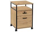 Carryhome Rollcontainer, Schwarz, Eiche Artisan, Metall, Holzwerkstoff, 1 Fächer, 2 Schublade(n) Schubladen, 43x66x45 cm, Beimöbel erhältlich, Arbeitszimmer, Container, Rollcontainer