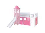 Livetastic Spielbett Ticaa 808899 Kasper, Rosa, Weiß, Hellrosa, Holz, Kiefer, massiv, seitenverkehrt montierbar, 90x200 cm, Kinder- & Jugendzimmer, Kindermöbel, Kinderbetten, Spielbetten