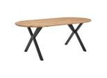Linea Natura Esstisch, Eiche, Holz, Eiche, massiv, oval, X-Form, 100x76x200 cm, Esszimmer, Tische, Esstische, Esstische oval