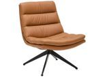 Dieter Knoll Designsessel, Cognac, Metall, Echtleder, Rindleder, 62.5x82x80 cm, Sitzfläche 360° drehbar, Wohnzimmer, Sessel, Sonstige Sessel