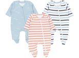 Schlafanzug TUPTAM "Schlafstrampler Baby Unisex Schlafstrampler mit Fuß 3er Pack", Jungen, Gr. 62, grau (streifen beige grau blau), Obermaterial: 100% Baumwolle CO., Homewear-Sets Schlafanzug
