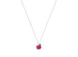 Kette mit Anhänger PRINZESSIN LILLIFEE "Apfel", silberfarben, pink, grün, Halsketten, Mädchen, Silber 925 (Sterlingsilber), L: 38 B: 1,3mm, B:1,3mm