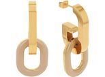 Paar Ohrstecker JOOP "2038024", beige (gelbgoldfarben, beige), Ohrringe, Damen, Edelstahl, mit Emaille - Einhänger abnehmbar