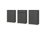 BÜRO-SET "Stuttgart" 3-teilig Soft-Close Graphit 273x120cm