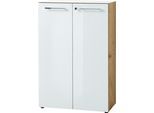 AKTENSCHRANK "Muenchen" Glasfront Soft-Close Abschließbar, Chalet-Eiche-Nb./Weiß 80x37x120cm