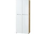 AKTENSCHRANK MUENCHEN 80x37x196cm | 5 Ordnerhöhen | Glasfront & Abschließbar | Chalet-Eiche-Nb./Weiß