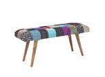SITZBANK – Patchwork-Stoff, Massivholzbeine