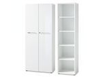 BÜRO-SET MUENCHEN 2-teilig Weiß | Schrank & Regal 5 OH | Glas Front & Abschließbar
