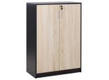 AKTENSCHRANK heller Holzfarbton/schwarz 117 cm 2 Türen Zehna