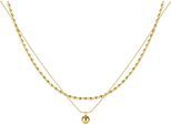 Kette mit Anhänger FIRETTI "Schmuck Geschenk Edelstahl Halsschmuck Halskette Layer doppelreihig", gold (gelbgoldfarben), Halsketten, Damen, Edelstahl, L: 52
