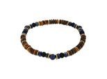Armband AMOR, gelbgoldfarben, blau, schwarz, braun, blau, schwarz, braun, Armbänder, Herren, 21cm, Edelstahl, Armband, mit Lapislazuli, Tigerauge