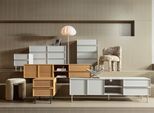 Sideboard WOOOD "Tours mit Melamin-MDF und sichtbare Maserung B 70 x T 42 x H 102 cm", sand, B:70cm H:102cm T:42cm, Melamin, Sideboards, Sideboard, Tragkraft Deckplatte 50 kg, kratz- und hitzebeständige Oberfläche