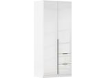 Drehtürenschrank OTTO HOME "Kleiderschrank Schrank Garderobe AGORDO mit Dekor- oder Hochglanzfront", weiß (alpinweiß, hochglanz weiß), B:91cm H:210cm T:54cm, Holzwerkstoff, Schränke, Drehtürenschrank, mit Außenschubkästen, Serie in 7 Breiten und 2 Höhen MADE IN GERMANY