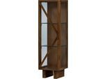 Vitrine WOOOD "Kella Mangoholz mit Glastüren und Glaseinlegeböden 40 x 39 x 137 cm", braun, B:40cm H:137cm T:39cm, Massivholz, Schränke, Vitrine, Wandbefestigung empfohlen, Tragkraft 5–7 kg pro Glasboden