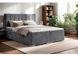 Boxbett HOME AFFAIRE "GALLIPOL mit Bettkästen, Matratze und Topper, Breite 140/160/180/200cm", dunkelgrau, B:163cm L:209cm, Hartfaserplatte, Holz teilmassiv, Massivholz, Spanplatte, Komplettbetten, Boxbett, Stauraumbett mit Bonnell- oder Taschenfederkernmatratze (H2, H3)