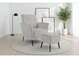 Sessel SIT & MORE "Talvi", weiß, B:76cm H:95cm T:83cm, 98% POLYESTER, 2% POLYAMID, Sessel, Sessel, 2-teiliges Set- Sessel mit Hocker