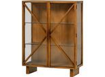 Vitrine WOOOD "Kella Mangoholz mit Glastüren und Glasablagen B 100 x D 44 x H 132 cm", braun (natur), B:100cm H:132cm T:44cm, Massivholz, Schränke, Vitrine, Tragkraft 5–7 kg pro Ablage, Wandbefestigung empfohlen