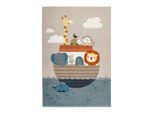 Ben'n'jen Kinderteppich Arche Noah, Mehrfarbig, Textil, Tier, rechteckig, 80x150 cm, ISO 9001, Bsci, Oeko-Tex® Standard 100, für Fußbodenheizung geeignet, in verschiedenen Größen erhältlich, leicht zusammenrollbar, Teppiche & Böden, Teppiche, Teppich Kinderzimmer