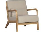 Loungesessel WOOOD "Mark mit Gewebtem Bezug und Gummibaumholz-Rahmen B 67 x T 82 x H 75 cm", natur, B:67cm H:75cm T:82cm, Sessel, Loungesessel, Gute Verschleißfestigkeit, Tragkraft 135 kg, separates Rückenkissen