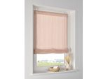 Raffrollo KUTTI "Aya, Leinenoptik, eingewebte Streifen, lichtdurchlässig", rosa (peach), B:60cm H:140cm, Obermaterial: 100% Polyester, Raffrollos, Raffrollo, höhenverstellbar, leichter Sichtschutz, pflegeleicht