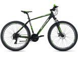 Mountainbike KS CYCLING "Morzine" Gr. 48, schwarz (schwarz, grün, schwarz), Fahrräder, 48cm, 27,5 Zoll (69,85cm), Mountainbike, für Herren, Kettenschaltung