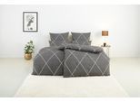 Bettwäsche OTTO HOME "Belle", grau (grau, creme), B/L: 155cm x 220cm, 1 Stk., 1 Stk., Renforcé, B/L: 80cm x 80cm, 2, Renforcé, Obermaterial: 100% Baumwolle, Bettwäsche, Bettwäsche, Renforcé Qualität, Reißverschluss