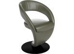 Esszimmerstuhl K+W KOMFORT & WOHNEN "Wave, Drehstuhl", beige (zypresse, drehteller in metall schwarz struktur), B:62cm H:86cm T:61cm, Bronco: Nappaleder pigmentiert, Dickleder, 1, 3/1, 5mm, mit rustikal gekörnten Narbenbild, Stühle, Esszimmerstuhl, Design-Drehstuhl, schwarzer Drehteller