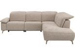 Ecksofa MUSTERRING "MR 370, intelligenter Komfort im modernen Design", greige, B:288cm H:83cm T:241cm, 8% Baumwolle, 92% Polyester, Sofas, Ecksofa, Optionale Relaxfunktion, flexible Kopfteile & klappbare Armlehnen