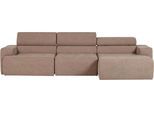 Ecksofa WOOOD "Novi Chaiselongue Bezug mit verstellbarer Nackenstütze 300x173x73 cm", braun (taupe), B:300cm H:73cm T:173cm, Sofas, Ecksofa, Rechts, Tragkraft 360 kg, Maximale Verschleißfestigkeit, Bouclé-Bezug
