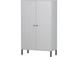 Highboard WOOOD "Xina mit FSC Massivkiefer und sichtbare Maserung 90 x 40 x 149 cm", grau, B:90cm H:149cm T:40cm, FSC-zertifiziertes Massivholz, Sideboards, Highboard, Tragkraft 10 kg pro Einlegeboden, einfach zu montieren