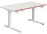 Schreibtisch PAIDI "TEENIO GT in verschiedenen Ausführungen, mitwachsend & ergonomisch", kreideweiß, rosé, B:130cm T:75cm, Tische, Schreibtisch, höhenverstellbarer Schülerschreibtisch, Platte bis 14 neigbar