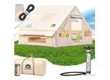 ELONEO aufblasbares Zelt für 4-6 Personen mit Dachfenster Luftpumpe Premium Glamping Zelt wasserdicht, Luftzelt, Inflatable Tent, Camping Zelt, beige