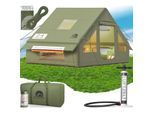 ELONEO aufblasbares Zelt für 2-4 Personen mit Dachfenster Luftpumpe Premium Glamping Zelt wasserdicht, Luftzelt, Inflatable Tent, Camping Zelt, grün