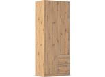 Drehtürenschrank OTTO HOME "Kleiderschrank Schrank Garderobe AGORDO mit Dekor- oder Hochglanzfront", braun (eiche artisan), B:91cm H:229cm T:54cm, Holzwerkstoff, Schränke, Drehtürenschrank, mit Außenschubkästen, Serie in 7 Breiten und 2 Höhen MADE IN GERMANY