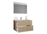 Waschtisch VCM "3-tlg. Waschplatz Waschtisch Badinos Schublade SP", braun (sonoma, eiche), B:80cm T:46cm, Waschtische, Waschtisch