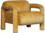 Loungesessel WOOOD "Lenny mit Grobstruktur-Velvetbezug und Armlehnen B 76 x T 82 x H 65 cm", gold, gelb, B:76cm H:65cm T:82cm, Sessel, Loungesessel, Sehr hohe Verschleißfestigkeit, Tragkraft 120 kg, Pfleiglicht