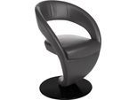 Esszimmerstuhl K+W KOMFORT & WOHNEN "Wave, Drehstuhl", braun (schoko, drehteller in metall schwarz struktur), B:62cm H:86cm T:61cm, Bronco: Nappaleder pigmentiert, Dickleder, 1, 3/1, 5mm, mit rustikal gekörnten Narbenbild, Stühle, Esszimmerstuhl, Design-Drehstuhl, schwarzer Drehteller