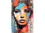 Leinwandbild AFFENGEILEBILDER "Female Popart by Rosa Piazza auf Keilrahmen gespannt", bunt (farbe bild(er): grün,schwarz,rot,gelb,blau,weiß), B:40cm H:60cm T:2cm, Leinen, Bilder, Leinwandbild, Kunstdruck Wandbild Bild in verschiedenen Formaten
