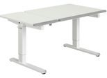Schreibtisch PAIDI "TEENIO GT in verschiedenen Ausführungen, mitwachsend & ergonomisch", kreideweiß, kieselgrau, B:130cm T:75cm, Tische, Schreibtisch, höhenverstellbarer Schülerschreibtisch, Platte bis 14 neigbar