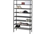 Schuhregal WOOOD "Ferro mit pulverbeschichtetem Eisen stapelbar", schwarz, B:85cm H:160cm T:35cm, Eisen, Regale, Schuhregal, Tragkraft 15 kg pro Einlegeboden, Pfleiglicht, einfach zu montieren