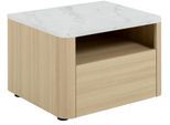 Nachttisch GAMI "SILVA", eiche nachbildung, eiche nachbildung, marmor nachbildung, B:56cm H:37cm T:47cm, Tische, Nachttisch, Ein eleganter Nachttisch mit einer hochwertigen Verarbeitung