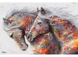 Leinwandbild AFFENGEILEBILDER "Color Horses auf Keilrahmen gespannt", farbe bild(er): grün,schwarz,rot,gelb,blau,weiß, B:160cm H:80cm T:2cm, Leinen, Bilder, Leinwandbild, Kunstdruck Wandbild Bild in verschiedenen Formaten