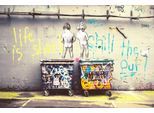 Leinwandbild AFFENGEILEBILDER "Life is Short by Banksy auf Keilrahmen gespannt", bunt (farbe bild(er): grün,schwarz,rot,gelb,blau,weiß), B:60cm H:40cm T:2cm, Leinen, Bilder, Leinwandbild, Kunstdruck Wandbild Bild in verschiedenen Formaten