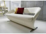 Essbank K+W KOMFORT & WOHNEN "Wave, Polsterbank", weiß (bianco 31), B:204cm H:83cm T:68cm, Bronco: Nappaleder pigmentiert, Dickleder, 1, 3/1, 5mm, mit rustikal gekörnten Narbenbild; 785: Microfaser, 100% Polyester, Sitzbänke, Essbank, in geschwungener Optik mit Metallkufe