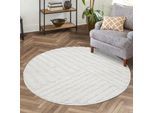 Hochflor-Teppich CARPET CITY "FOCUS749", beige (creme), H:20mm Ø:120cm, Obermaterial: 100% Polypropylen, Teppiche, Boho-Teppich, Hochtief-Muster/ 3D-Effekt, für Wohnzimmer, Schlafzimmer